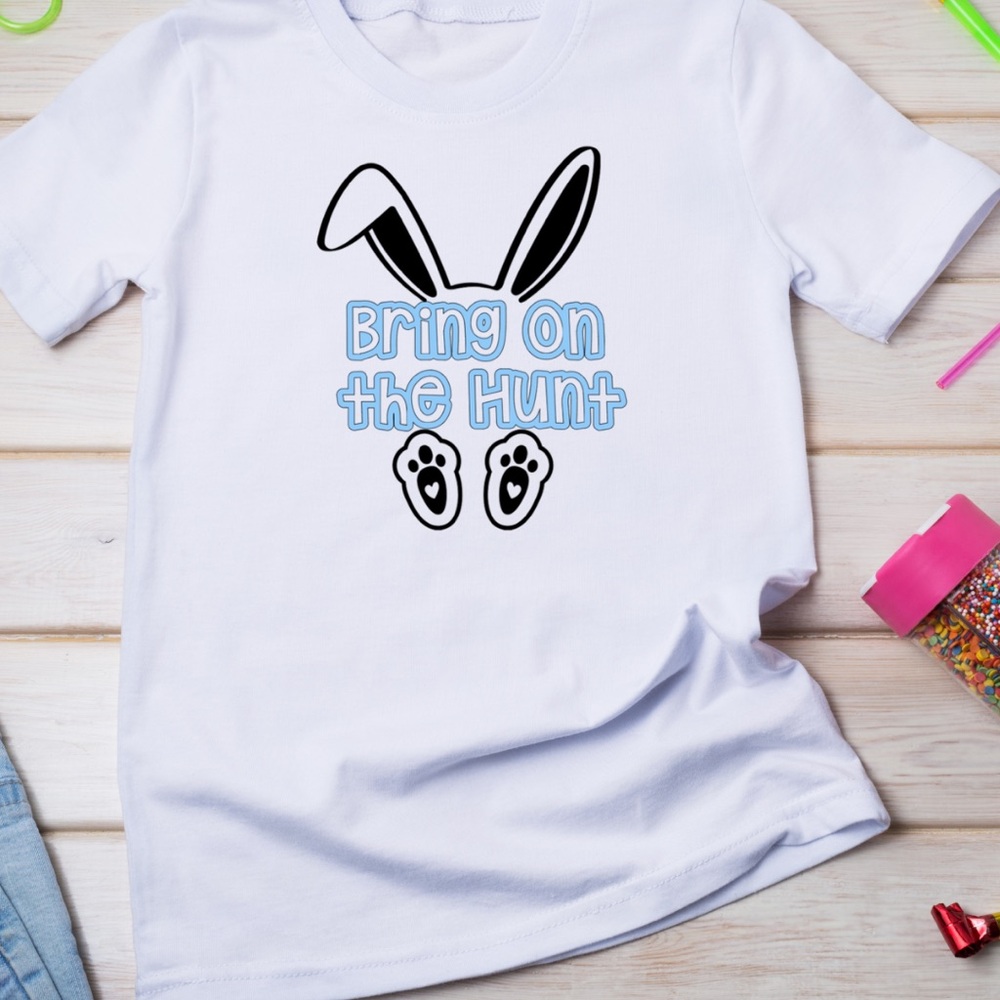 White Kids Shirt with Bunny Print